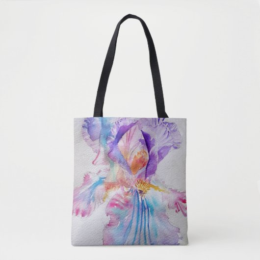 Iris Waterverf Paarse bloem Canvas tas (Voorkant)