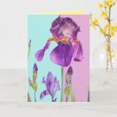Iris Waterverf Paarse bloemen Kaart (Gele Bloem)