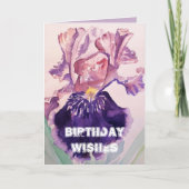 Iris waterverf Paarse Garden Love Birthday Kaart (Voorkant)