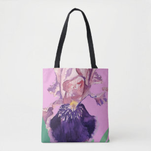 Iris Waterverf Paarse Lila Floral Canvas tas