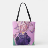 Iris Waterverf Paarse Lila Floral Canvas tas (Achterkant)