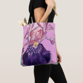 Iris Waterverf Paarse Lila Floral Canvas tas (Dichtbij)