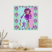 Iris Waterverf ventilator Aqua Green Poster (Keuken)