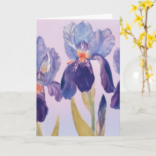 Iris Waterverf Wenskaart met envelop Kaart (Gele Bloem)
