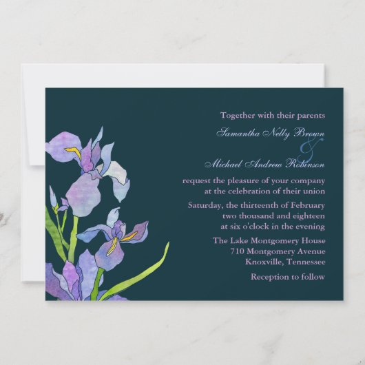 Iris Wedding Invites Kaart (Achterkant)