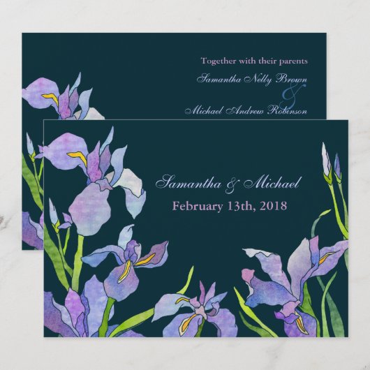 Iris Wedding Invites Kaart (Voorkant / Achterkant)