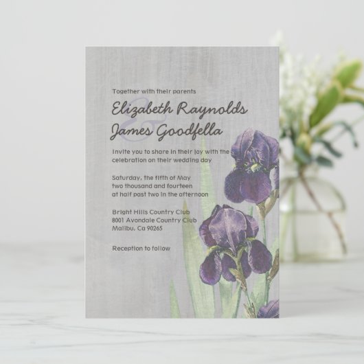Iris Wedding-uitnodigingen Kaart (Staand voorkant)