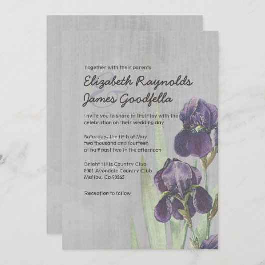  Iris Wedding-uitnodigingen Kaart (Voorkant / Achterkant)