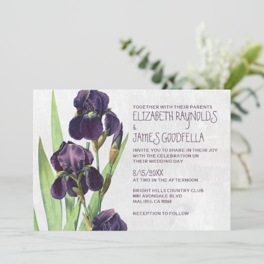 Iris Wedding-uitnodigingen Kaart (Staand voorkant)