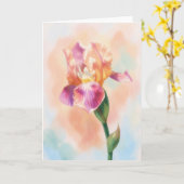 Irisbloem in Roze Aquarel Kunst Notitiekaart (Gele Bloem)