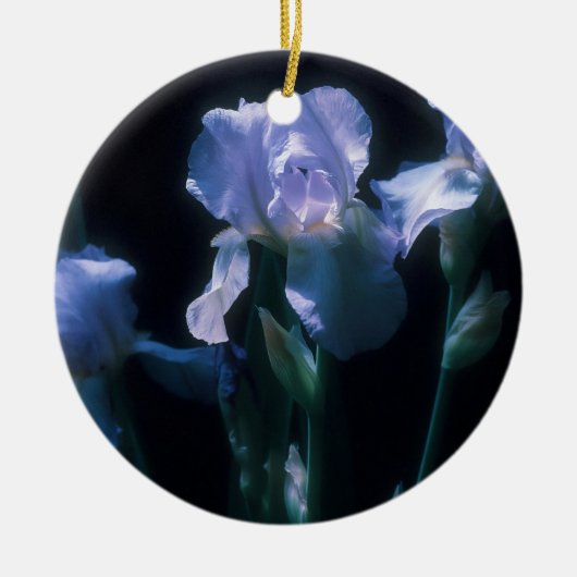 Irisbloemen in de schemering keramisch ornament (Voorkant)