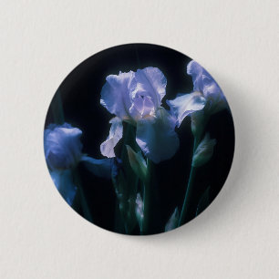 Irisbloemen in de schemering ronde button 5,7 cm