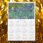 Irisbloemen Vincent van Gogh 2025 Kalender Kaart<br><div class="desc">Custom, eenvoudig effen zwart-wit, 2025 volledig jaar, home room kantoor decor, koel, dun, briefkaart grootte, bloemen / bloemen / natuur / kunstliefhebbers en Van Gogh kenners 'jaarlijkse kalendermagneetkaart, voor elk magnetisch oppervlak thuis of kantoor, met een prachtige kleurrijke ingewikkelde detailrijke olieverf op doek schilderij, door Vincent van Gogh, van irissen...</div>