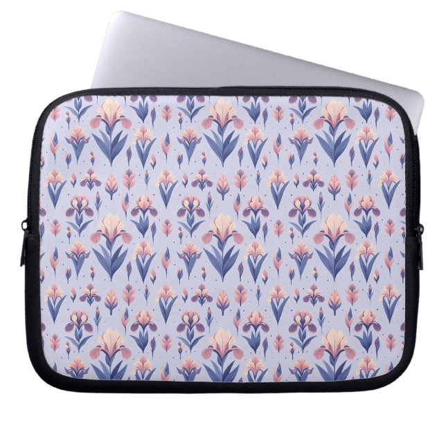 Irisbloempatroon Laptop Sleeve (Voorkant)