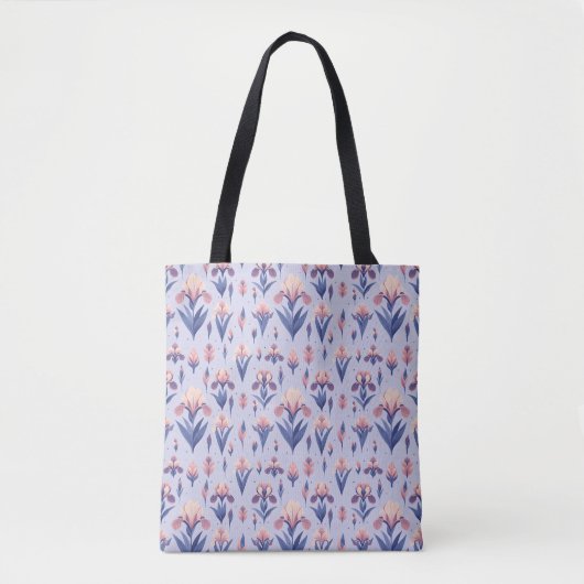 Irisbloempatroon Tote Bag (Voorkant)