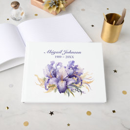 Irisboeket voor herdenkingsdienst gastenboek