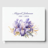 Irisboeket voor herdenkingsdienst gastenboek (Voorkant)