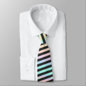 Iriscent & Black Stripe Groom Groomsmen Fun Fact Stropdas (Gebonden)