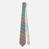 Iriscent & Black Stripe Groom Groomsmen Fun Fact Stropdas (Voorkant)