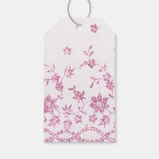 Iriscent Pink Floral en Kant Cadeaulabel (Achterkant)