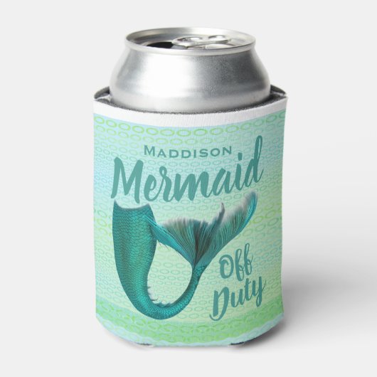 Iriscent van dienst zeemeermin staart gepersonalis blikjeskoeler (Blikje Voorkant)