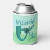 Iriscent van dienst zeemeermin staart gepersonalis blikjeskoeler (Blikje Achterkant)