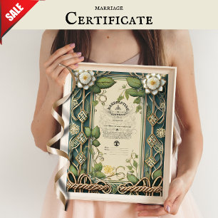 IRISCHE HANDFASTING CERTIFICAAT GROENE KELTISCHE H POSTER