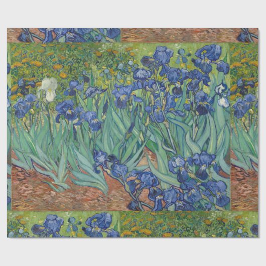 Irise Blue Green Yellow Van Gogh Cadeaupapier (Vlak)