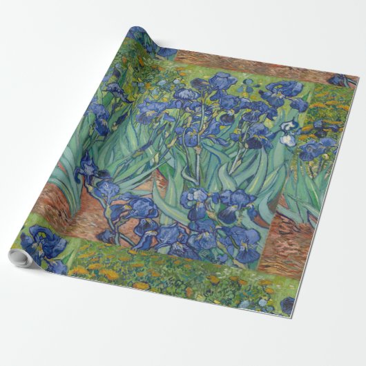 Irise Blue Green Yellow Van Gogh Cadeaupapier (Uitgerold)