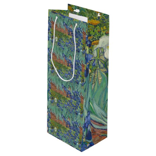 Irise Blue Green Yellow Van Gogh Wijn Cadeautas (Voorkant Gekanteld)