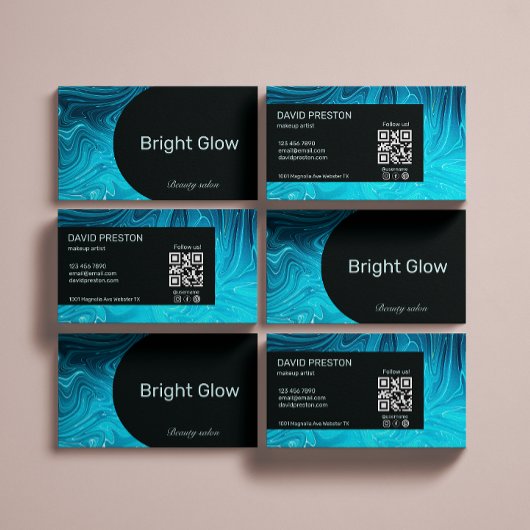 Iriserend Blauw Blauwgroen Aqua Esthetisch QR Code Visitekaartje