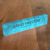 Iriserend Blauw Blauwgroen Aqua Professioneel Eleg Naambordje (Zijkant)