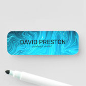 Iriserend Blauw Blauwgroen Aqua Professioneel Eleg Naamplaatje (In situ)