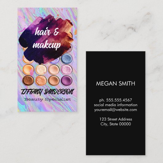 iriserend | geborsteld | Make-up fundering Visitekaartje (Voorkant / Achterkant)