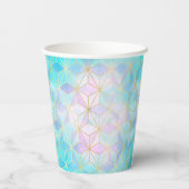 Iriserend glas geometrisch patroon met Logo Papieren Bekers (Achterkant)