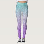 Iriserend glasombre groen tot paars leggings (Voorkant)