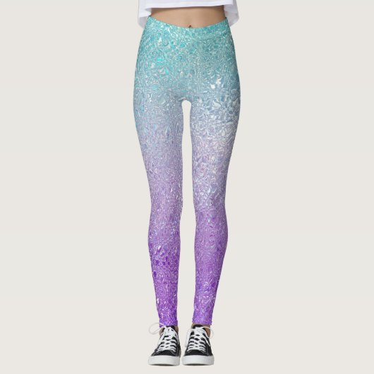 Iriserend glasombre groen tot paars leggings (Voorkant)