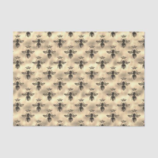 Iriserend gouden koningin bij kroonbijenbijenpatro tissuepapier (Voorkant)