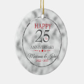 Iriserend lichtgrijs Jubileum- Zilver Keramisch Ornament (Rechts)