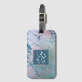 iriserend marmer | Trendy Faux Holo Blauw Roze Bagagelabel (Voorkant (verticaal))