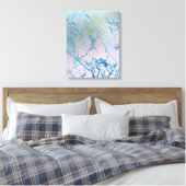 iriserend marmer | Trendy Faux Holo Blauw Roze Canvas Afdruk (Insitu (Slaapkamer))