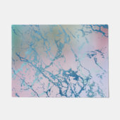 iriserend marmer | Trendy Faux Holo Blauw Roze Deurmat (Voorkant)