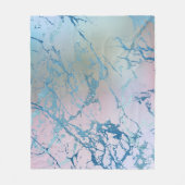 iriserend marmer | Trendy Faux Holo Blauw Roze Fleece Deken (Voorkant)