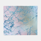 iriserend marmer | Trendy Faux Holo Blauw Roze Fleece Deken (Voorkant (Horizontaal))