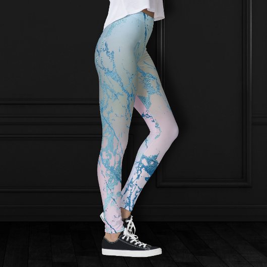 iriserend marmer | Trendy Faux Holo Blauw Roze Leggings