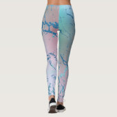 iriserend marmer | Trendy Faux Holo Blauw Roze Leggings (Achterkant)
