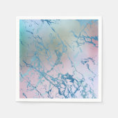 iriserend marmer | Trendy Faux Holo Blauw Roze Servet (Voorkant)