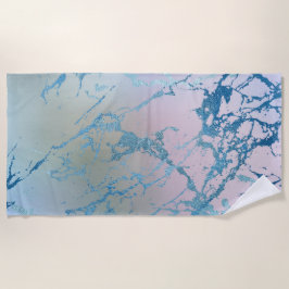 iriserend marmer | Trendy Faux Holo Blauw Roze Strandlaken