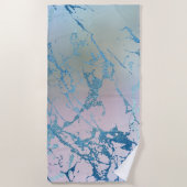 iriserend marmer | Trendy Faux Holo Blauw Roze Strandlaken (Voorkant)