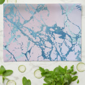 iriserend marmer | Trendy Faux Holo Blauw Roze Theedoek (Gevouwen)